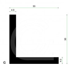 EPDM Rubber L-profile | 30 x 30 x 4 mm | per meter